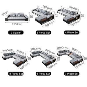 أريكة قماشية حديثة على شكل حرف U مع سرير قابل للتحويل، طقم أثاث من 7 قطع لغرفة المعيشة، أرائك قماشية مخملية من الشركات المصنعة للمنازل - Product Image 5