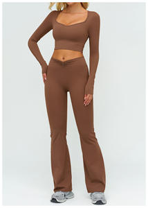 ชุดออกกำลังกายสำหรับผู้หญิง 6 ชิ้น เสื้อชั้นในกีฬาแบบปรับได้รุ่นใหม่ล่าสุด พร้อมกางเกงโยคะ ระบายอากาศได้ดี สีพื้น - Product Image 6