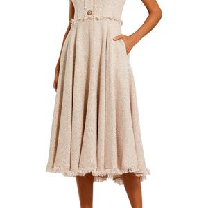 Robe Tunique d'Été de Haute Qualité à Col Rabattu, Mini-Robe Élégante de Bureau, Robe Tweed Évasée d'Automne pour Femme, Coupe Empire à Carreaux - Product Image 2