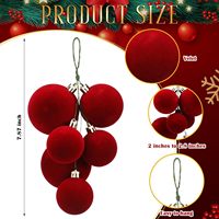 Adorno de Bolas de Navidad Rojas de Alta Calidad, Ramillete de Bolas de Terciopelo para Árbol de Navidad, Decoración para el Hogar y Fiestas