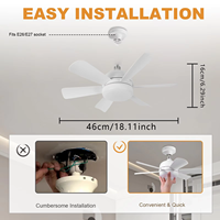 Changement de couleur de la lampe Ampoule LED E27 B22 Socket Ventilateur avec lumières Amovible 6 Lames Ventilateur Lumière