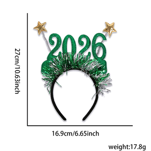 Năm mới bên headbands 2026 long lanh Sao tóc Hoop lễ hội thoải mái mũ nón cho lễ kỷ niệm màu đỏ và màu xanh lá cây - Product Image 4