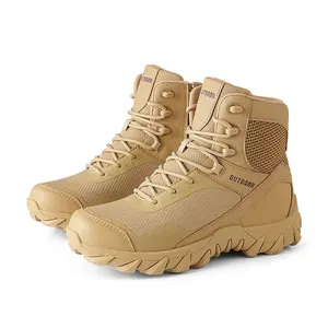 2024 new High top wear-resistant tactical boots men's sand color training mountaineering Martin boots