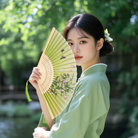 Éventail pliant de style chinois ancien, pour Hanfu, Cheongsam, danse, hommes, femmes, enfants, étudiants, portable, floral, été