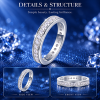 S925 Sterling Silver Moissanite Anneau Fermé Simple À La Mode Classique De Luxe Bague De Mariage Bijoux