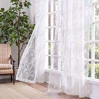 Cortinas Traslúcidas de Lujo a Medida con Pliegues Puntiagudos, Encaje Blanco Floral, para Hoteles Boutique, Tratamientos de Ventanas de Grado Comercial