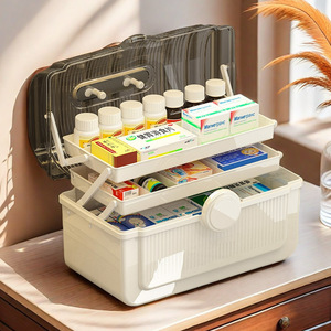 Home-use portable multi-layer medical kit, <b>large</b> capacity transparent medicine storage <b>box</b>. - Product Image 4