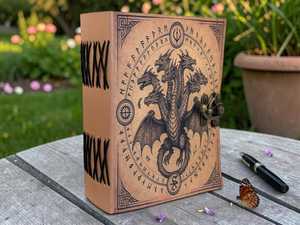 Diario de Dragón Doble Hecho a Mano, Grimoire Encuadernado en Cuero, Cuaderno DND, Libro de Hechizos, Regalo de Fantasía, Diario con Papel de Borde Rústico - Product Image 5