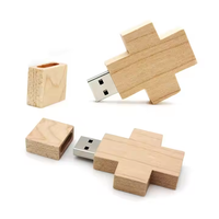 Nouvelle clé USB en forme de croix en bois 2.0 4 Go-32 Go Matériel écologique Option de logo client Garantie 1 an