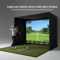 Enceinte de simulateur de golf 11'x8' avec écran anti-impact, cage occultante, rembourrage en mousse, barrière latérale en filet, facile à assembler