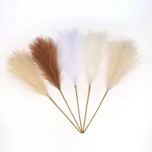 24Inch 60cm Pampas Grass Artificial Decor Faux Decorative White Natural Dried Reed Fluffy Real Touch Home Wedding Decoration
