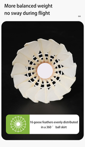 Volant de <span class=keywords><strong>badminton</strong></span> Anyball 444 Fiber Cock Hybrid 3-en-1, durable, en plumes d'oie naturelles de qualité supérieure, outil d'entraînement - Product Image 6