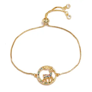 Echte Vergoldung Zirkon Diamant Hirsch italienisches Gold Armband Für Frauen Großhandel NS10164
