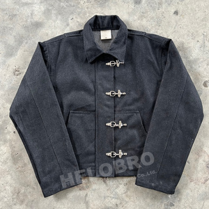 Conjunto de Chaqueta y Pantalones Vaqueros Vintage OEM <span class=keywords><strong>para</strong></span> <span class=keywords><strong>Hombre</strong></span>, Estilo <span class=keywords><strong>Bombero</strong></span>, Oversize, Ropa de Trabajo de Carpintero, con Botones - Product Image 2