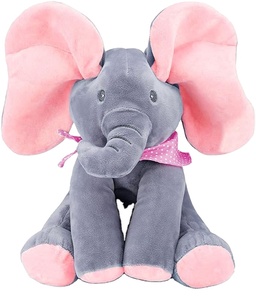 Lớn tai hồng chân dài màu Xám Voi đồ chơi sang trọng mặc khăn trẻ em giường ôm plushie 12 inch nhồi bông Voi - Product Image 1