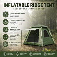 Tente de camping gonflable pour 4 à 6 personnes, tente à double couche à montage rapide automatique, tissu Oxford PU6000mm imperméable