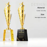Trophée étoile en verre cristal, billard en métal, sur mesure, respectueux de l'environnement, poli, pour les établissements d'enseignement et les stars de cinéma