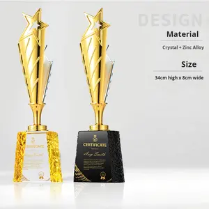 Trofeo de estrella de diseño libre pulido respetuoso con el medio ambiente hecho a medida, billar de Metal de cristal para instituciones educativas y estrellas de cine - Product Image 6