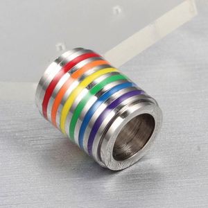 Kalung liontin silinder warna pelangi Enamel Pride perhiasan pria Gay kalung baja tahan karat pernikahan paduan seng wanita - Product Image 6