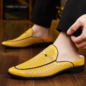 Mules de Cuero Genuino Blanco para Hombre, Punta Cerrada, Suela de Goma Transpirable, Zapatos Casuales de Verano - Product Image 3