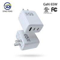 Chargeur mobile GaN 65W PD avec prise pliable 3 ports 2C1A, chargeur de voyage certifié US UL FCC Canada CUL, adaptateur secteur à charge rapide
