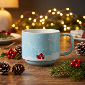 Customized Simple Porcelain Mug Set Christmas Holiday Gift Coffee <b>Latte</b> <b>Cup</b> Souvenir Set Four <b>Cups</b> Nordic Style Cartoon Pattern - Product Image 4