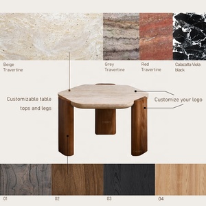 Tavolino da Caffè Nordico Minimalista Moderno Creativo in Pietra Naturale di Forma Speciale Estensibile Convertibile in Travertino per Soggiorno - Product Image 3
