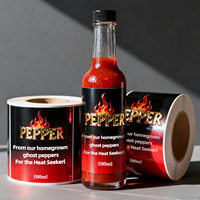 Autocollants alimentaires pour sauces piquantes, bonbons, snacks, sandwichs, aliments pour animaux de compagnie, personnalisés, auto-adhésifs, imperméables, en PP, impression pour bouteilles de sauces et d'épices