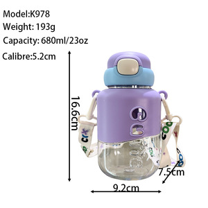 Plastic Water Bottle 680ml Leak Proof With Strap For Kids School Outdoor Use - Product Image 4