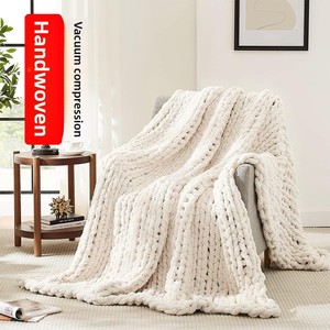<span class=keywords><strong>Plaid</strong></span> de canapé en chenille tricoté main, style européen-américain, en fil épais, pour la décoration intérieure - Product Image 1