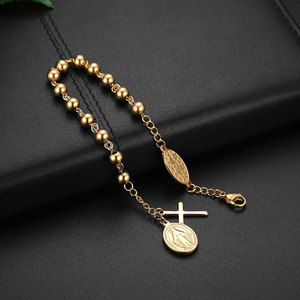 Religious 316L Stainless Steel 14k 18k Gold Plated Catholic <b>Bead</b> <b>Bracelets</b> With Charms Rosary Virgin Mary <b>Bracelet</b> for Women Men - Product Image 2