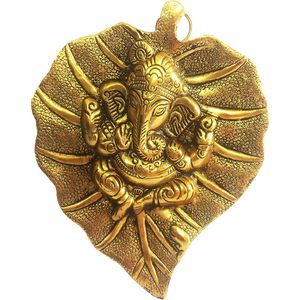 PARIJAT Handicrafts Golden Aluminum Ganesha <b>Leaf</b> <b>Wall</b> Sculpture Hand-Carved Metal Home & Temple <b>Decor</b> - Product Image 4