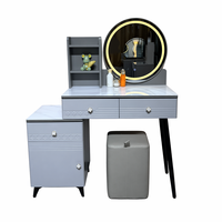 Table de maquillage murale moderne avec miroir LED réglable, éclairage intégré, durable et écologique, directement de l'usine