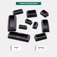 Embout de tube rectangulaire en PE, bouchon en plastique à enfoncer pour la protection des tubes en acier, en stock