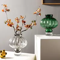 Оптовая продажа, Новое поступление, домашний декор, прозрачная стеклянная ваза для цветов с зеленым и черным фонариком
