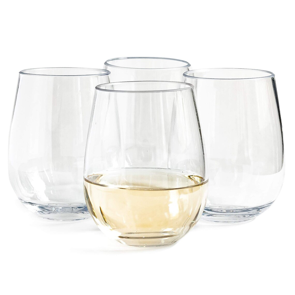 OEM Policarbonato Break Casamento Stemless Vinho Vidro Resistente Grosso Vinho Vidros