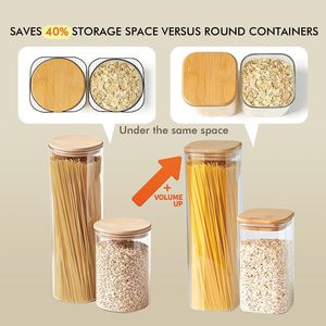Wholesale Custom Square Borosilicate Glass <b>Jar</b> with Acacia Lid Hand Blown Clear Square <b>Spice</b> Container - Product Image 2