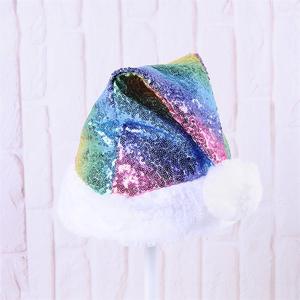 Nouveau style 30x40cm brillant paillettes chapeau de père noël joyeux noël pour adultes femmes année fête - Product Image 3