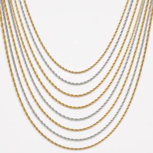 Cadena de Cuerda Trenzada al por Mayor, 2mm 3mm 5mm 6mm 8mm 10mm, Chapada en Oro, Acero Inoxidable, Joyería de Collar Estilo Hip Hop - Product Image 4