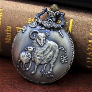 Fenyi <span class=keywords><strong>Vintage</strong></span> Bronze 3D Sculpté Animal Quartz Zodiaque <span class=keywords><strong>Montre</strong></span> de Poche - Product Image 5