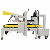Machine de scellage et de cerclage de cartons pour ruban supérieur et inférieur avec double cerclage automatique à la fin de ligne pour emballage de caisses en ruban adhésif