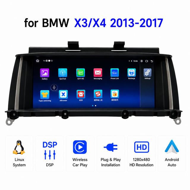 8.8 Inch Fast Boot Linux Car Multimedia System with Wireless CarPlay Android Auto for BMW X3/X4 F25 F26 2013-2017 Touch Screen
