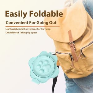 Bol pliable en silicone pour animaux de compagnie pour le camping et la randonnée, bol de voyage portable pliable pour chien et chat avec mousqueton, OEM/ODM personnalisé - Product Image 6