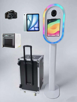 iPad Photo Booth dengan Stand Printer, Lampu LED Oval Ring + Lampu Flash Keren dan Payung Soft Light Cocok untuk Pesta Pernikahan