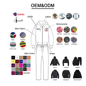 QZFSO, parche desgastado personalizado, apliques bordados, jersey con cremallera, bolsillo de canguro, Terry francés, Boxy Fit, Sudadera con capucha de lavado ácido para hombres - Product Image 3