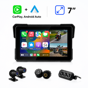 Carplay สำหรับมอเตอร์ไซค์ 7 นิ้ว กล้องมอเตอร์ไซค์ 7 นิ้ว 4G รีโมทสตรีมมิ่งสด IP67 กันน้ำ กล้องคู่ Car Play - Product Image 1