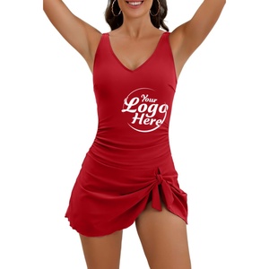 Traje de Baño de Una Pieza para Mujer, Vestido de Baño de Manga Corta, Casual, para Fiesta, con Control de Abdomen, Tipo Falda - Product Image 4