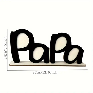 กรอบรูปไม้สำหรับวันพ่อ รูปทรงตัวอักษร Papa Dad ของตกแต่งบนโต๊ะ ของขวัญรูปภาพส่วนตัวสำหรับคุณพ่อจากเด็กๆ - Product Image 2