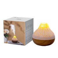 Diffuseur d'arômes flamme ultrasonique USB, modèle volcan, 300 ml, éclairage LED, pour huiles essentielles, pour hôtel et maison