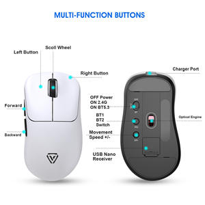 Ratón inalámbrico para juegos Vortex, 55 g, 7 botones, Bluetooth de tres modos, fotoeléctrico con cable, 120x65x40 mm - Product Image 4